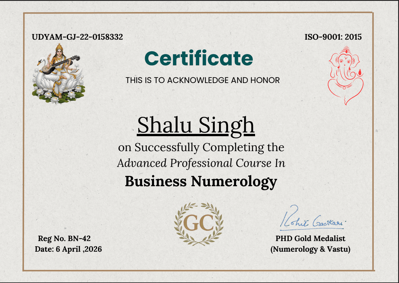 Advanced Professional Course in Business Numerology