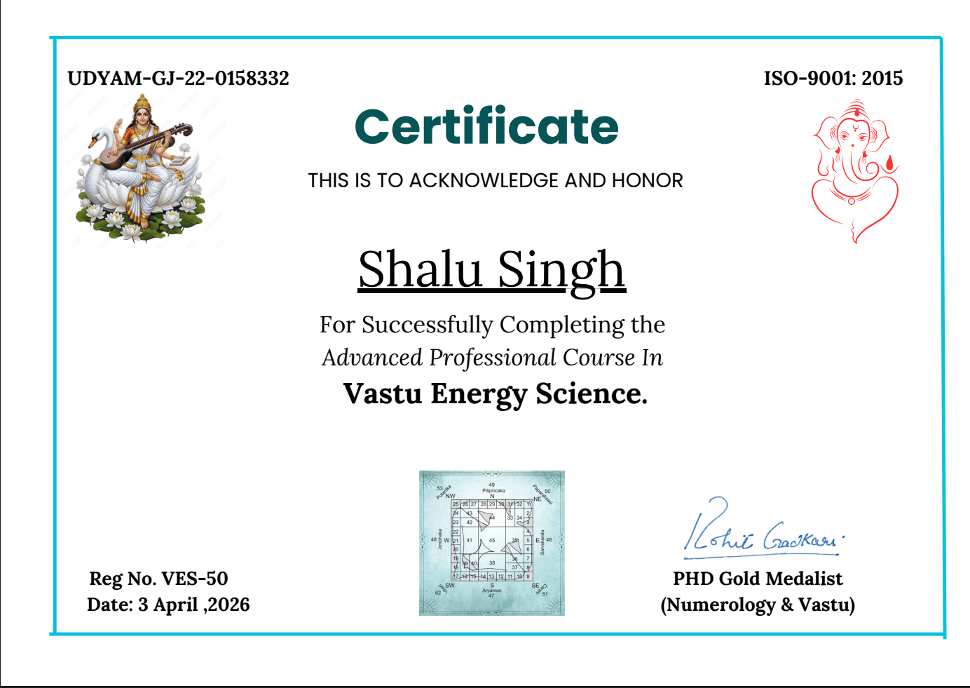 Advanced Professional Course in Vastu Energy Science